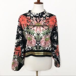 TOV Los Angeles Floral Crop Zipper Top